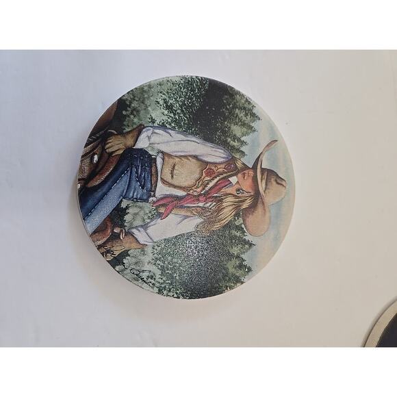 Doreman Burns Table Coasters Cowgirl Print, Signed, Western Decor "Painted Set 4 - Picture 5 of 16